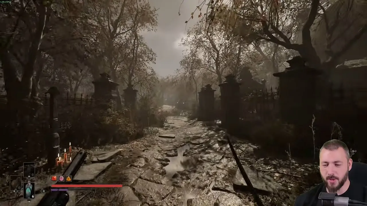 Valor Mortis weapons stone path outside the church courtyard exit beside the workbench