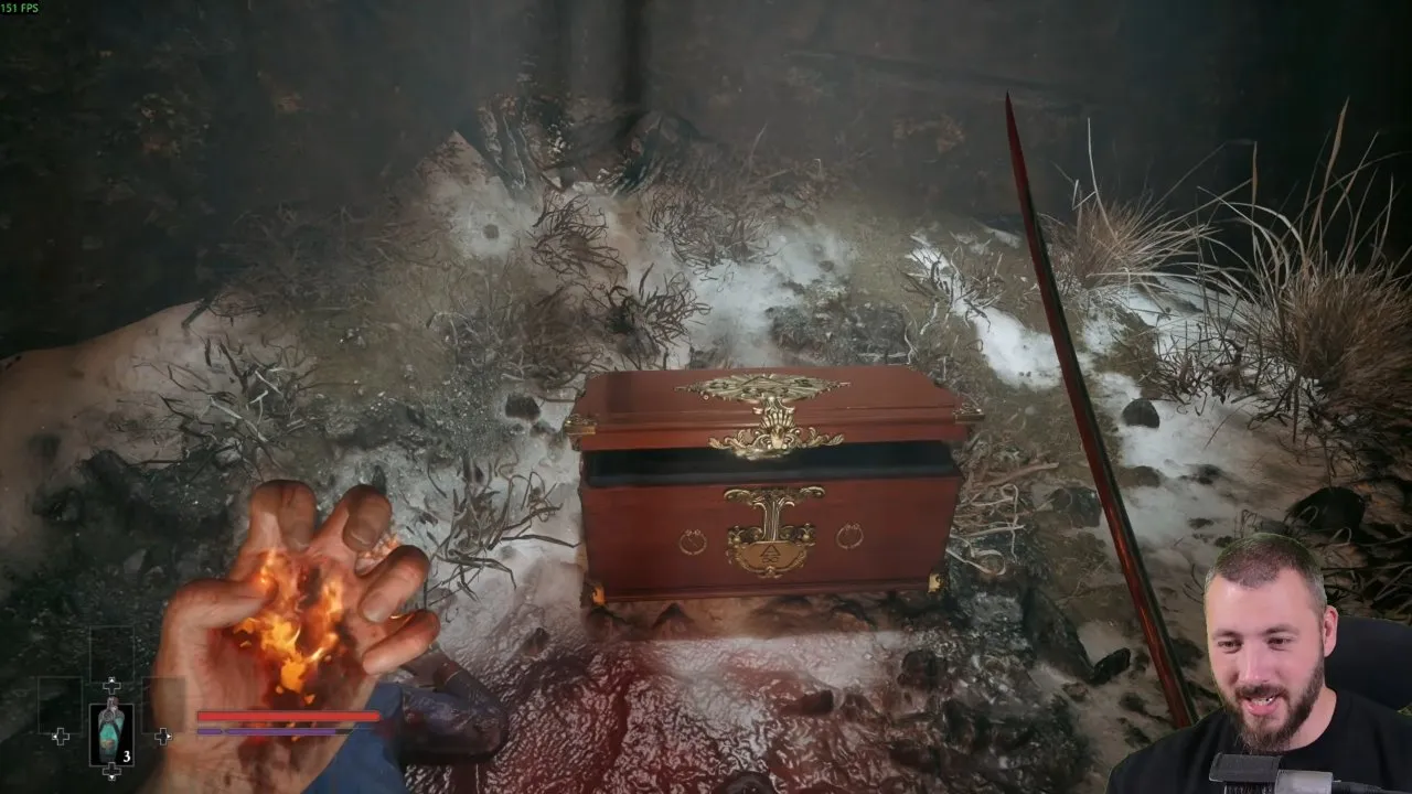Valor Mortis ambers Bottomless Well chest beyond the burned obstruction