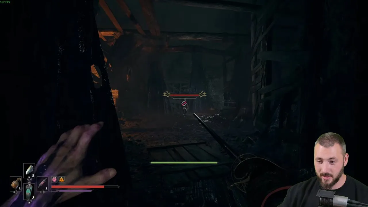 Valor Mortis Eternal Guard Salt Mines fight with the guard at the end of a timber passage